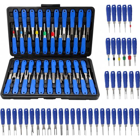 Lot de 41 extracteurs de cosses de câble de voiture - Outil de démontage avec mallette de moulage par soufflage - Extracteur de broches universel pour voiture, ordinateur et électronique (1/5)