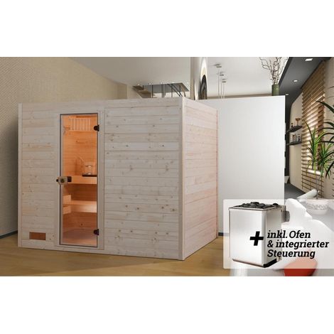 Massivholz-Sauna VALIDA 4 GT, Kompakt, 9,0 kW