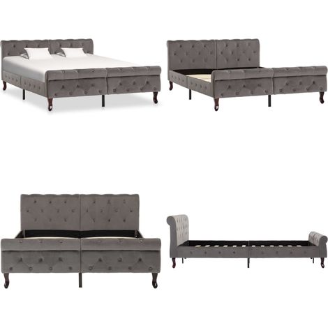 Bettgestell Grau Samt 140 x 200 cm - Betten - Bettgestell - Boxspringbetten - Doppelbett - Grau - Home & Living (1/5)