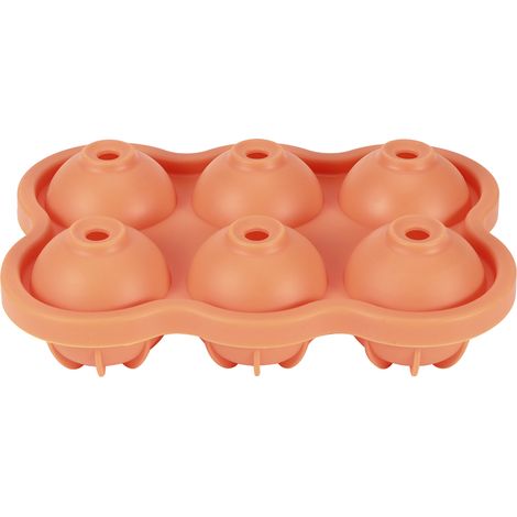 Lot de 2 moules à glaçons en silicone alimentaire à 6 cavités pour faire des glaçons sphériques, ustensiles de cuisine, orange - AquaForge (1/5)
