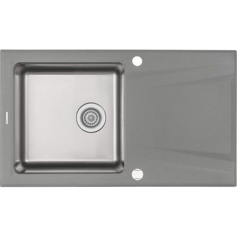 Fregadero de un solo seno de acero y granito con escurridor, acero gris metalizado, ZSR S113
