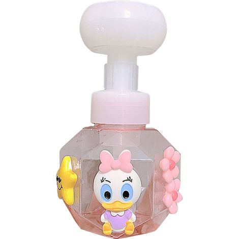 Flacon pompe distributeur savon, bouteilles plastique rechargeables, large ouverture vide pour lotion shampoing, canard rose (1/5)