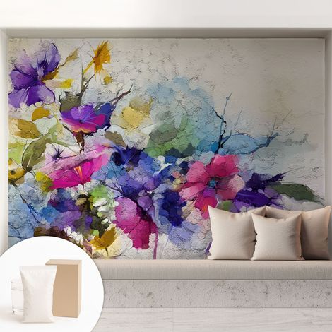 Tapete Dekorative Vliestapete mit Klebe für Wand - Mustertapete - moderne Einrichtung - für Büro Abstrakte Blumen 208x146 cm (1/5)