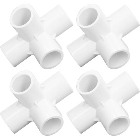 10 Pièces Raccord PVC en T à 6 Branches, Coude pour Tuyauterie Diamètre 25 mm Blanc (1/5)