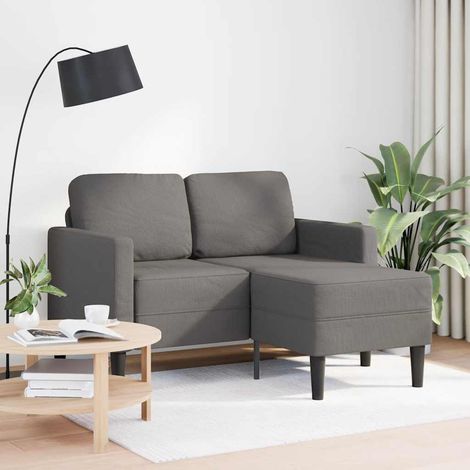 Canapé Sofa 2 places avec méridienne en L gris clair 125 cm lin