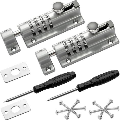 Youyijia Combination Bolt Lock, 4-Digit Weatherproof Keyless Entry Lock, 120mm Thick Solid Zinc Alloy Door Latch for Wooden Gates, Shed, Bedroom, Garage & Fence (Silver 2pcs) (1/5)