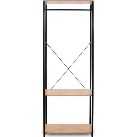 Rack con ripiano per scarpe in metallo e legno marrone nero 190000491