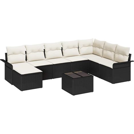 Maison Exclusive - Garten-Sofa-Set mit Kissen mit Speicher 9 pcs