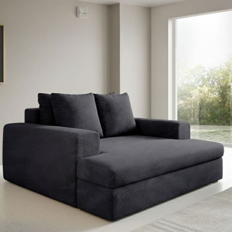 Divano Fisso 2 Posti Comazzo, Cuscini Sfoderabili, Braccioli, Posti a Sedere 2, 162x167x86h cm Nero (1/5)