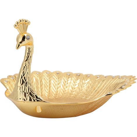 Assiette Décorative Métal Paon pour Fruits Secs, Idée Cadeau Créative et Élégante (1/5)