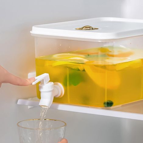 1 Distributeur boisson, 3L/5L, Polypropylène, Robinet anti-fuite, Couvercle inclus, Réfrigérateur