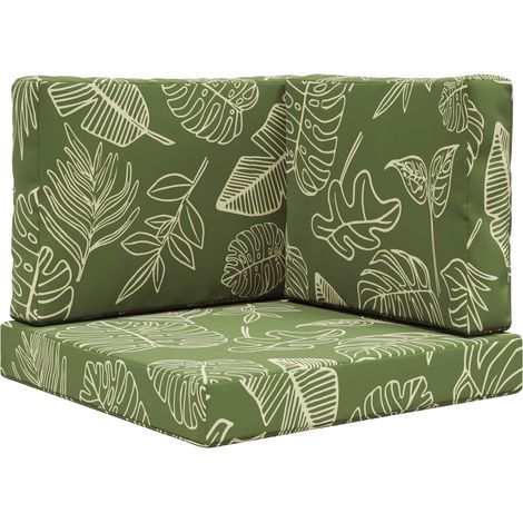 Sofakissen für draußen 3 pcs Blattdesign Polyester vidaXL