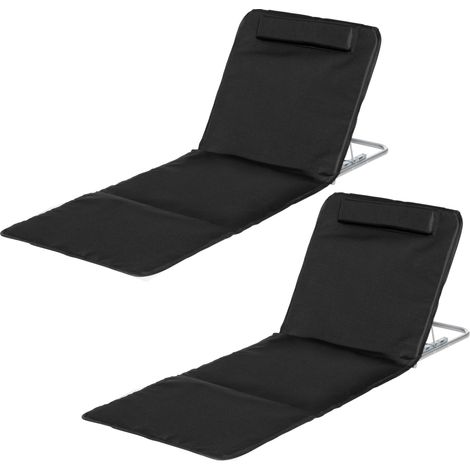 Transat de plage, chaise longue, chaise longue de jardin, pliable, dossier réglable, poche latérale, 48 cm x 134 cm x 33-43 cm, noir