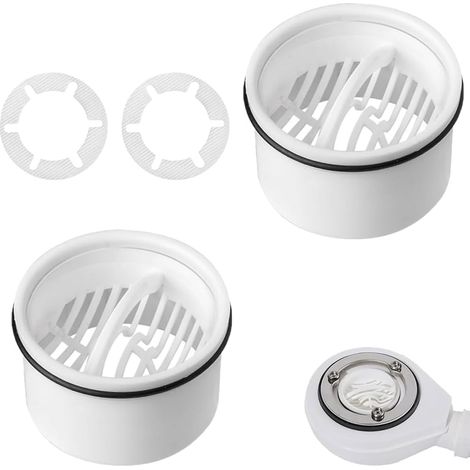 Lot de 4 crépines de douche (2 filtres + 2 filets), compatibles Viega Tempoplex 6960-6963, anti-obstruction et anti-odeurs. (1/5)