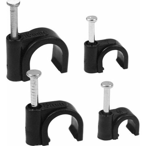 Clips De Câble - 6mm À 10mm - Pour Câbles Ronds - Noir - 400 Pièces (1/4)