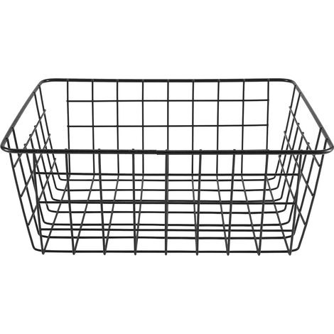 Panier Filaire en Fer Creux, Paniers de Rangement Panier en Métal sans Interligne Organisateur de Cuisine de Salle de Bain Noir