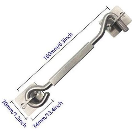 Crochets et œillets de porte AIPER en acier inoxydable, adaptés aux portes de garage, fenêtres et intérieurs de voiture, 20 cm (8 pouces), argent (1/3)