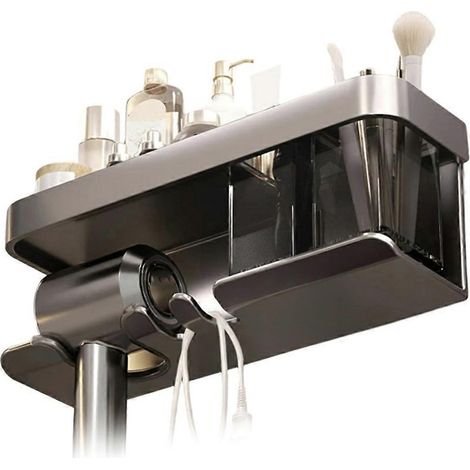 Support Murale Pour Seche-Cheveux - Aluminium - Sans Perçage - Salle De Bain - 1 Unite (1/5)