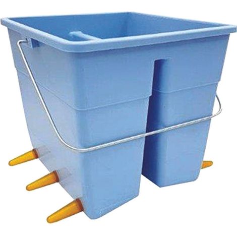 SECCHIO POPPATOIO OVINI CON 6 TETTARELLE E 6 VALVOLE ALLUMINIO lt.11 colore azzurro