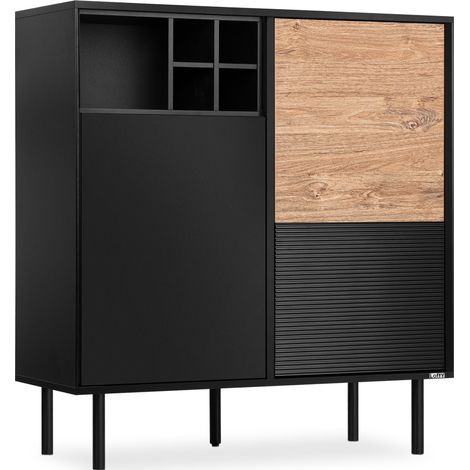 KONSIMO LOFTY Kommode Weineinlage , schwarz / Eiche natur (1/5)