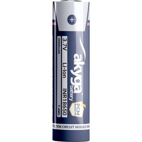 Batería de iones de litio INR18650 Akyga AKY2457 de 3,7 V / 2000 mAh con protección (1/2)