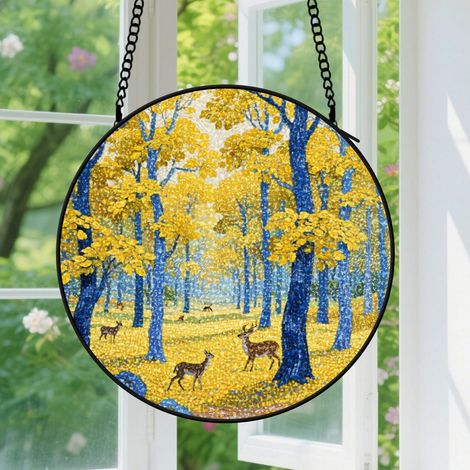 Suspension en vitrail, attrape-soleil élégant coloré, décoration jardin maison, cadeau Fête des Pères, Anniversaire pour homme, femme 16 cm (1/5)