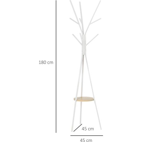 Garderobenständer Kleiderständer mit Ablage und 8 Haken Jackenständer Moderner Garderobe für Kleidung Hut Tasche, Wohnzimmer, Weiß (1/5)
