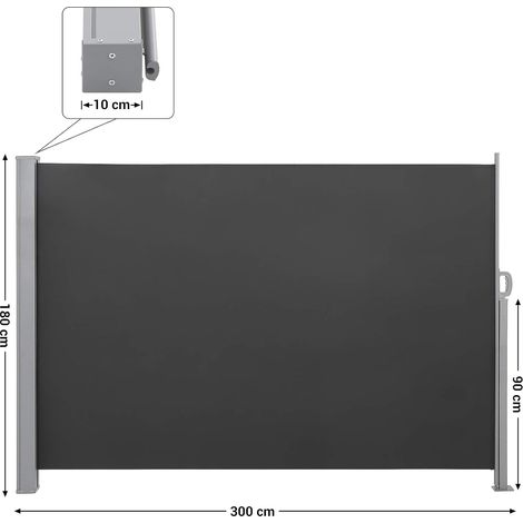 Songmics – Paravent brise-vue extérieur 180 x 300 cm – Tissu 220 g/m² résistant aux UV – Installation facile avec support au sol – GSA180TG