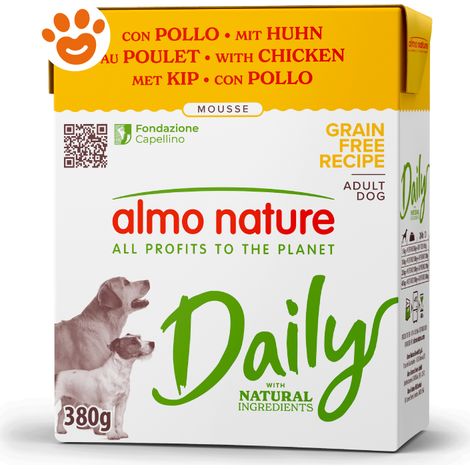 Almo Nature Dog Daily Grain Free Tetra Recart Mousse con Pollo - Confezione 380 Gr -
