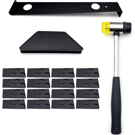 Kit d'outils 23 en 1 pour montage de sol stratifié, avec 20 entretoises, bloc de taraudage, barre de traction et maillet en caoutchouc, kit d'installation de parquet en bois, outil pour parquet (1/5)