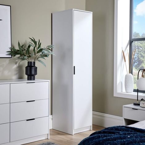Wardrobe 1 Door Space Saving White Bedroom Home Furniture Clothing Storage Unit (1/5)