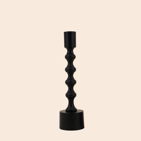 Bougeoir laqué noir mat 23cm (1/5)