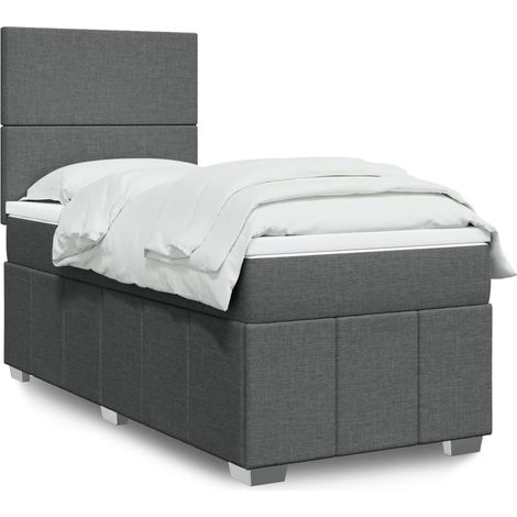 Boxspringbett mit Matratze Dunkelgrau 100x200 cm Stoff