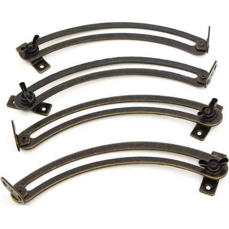 Lift-up lid support hinge - 4 pieces, curved and adjustable vintage style, for cabinet doors, furniture, wardrobes, toys, rugs and blankets (1/5)