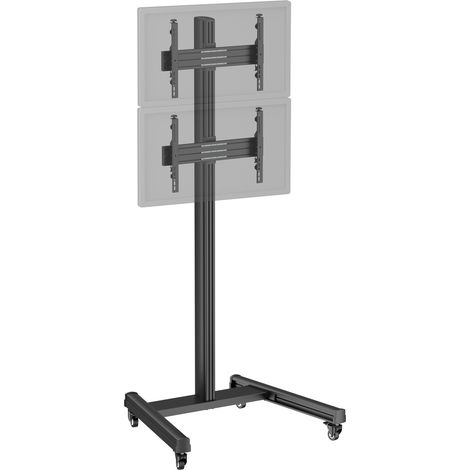 Support TV sur roulettes - 2 écrans  40''-65'' Hauteur 240cm noir (1/3)