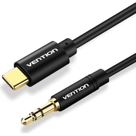 Venzione Cavo Convertitore audio BGABF/USB Tipo-C Maschio -- Jack 3,5 Maschio/ 1m/ Nero