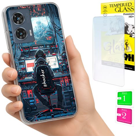 Custodia per Motorola Edge 50 Fusion Photo Case con retro in vetro temperato 9H (1/5)