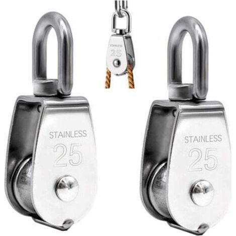 [NEVER USED] 2 PCS Lifting Pulley, Single Pulley in 304 Stainless Steel, M25 Single Pulley, 150kg Load Capacity