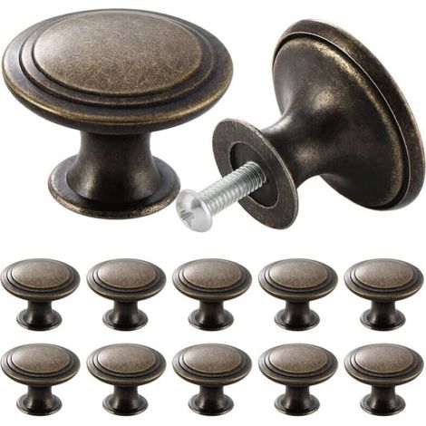 12pcs Vintage Drawer Knobs Dressing Table Furniture Handles with Screws Bronze MUMU (1/4)