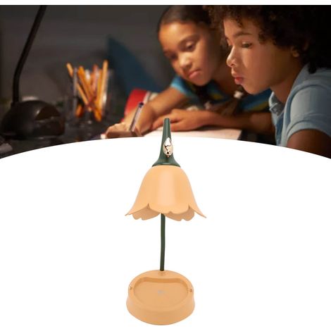 Faltbare USB-5V-LED-Touch-Schreibtischlampe mit Blumen- und Vogelmotiv, 3 W, drei Helligkeitsstufen, mit Handyhalterung, Schreibtischzubehör, Orange-2 (1/5)