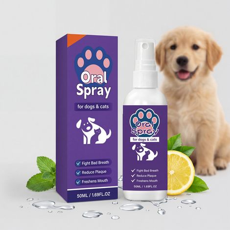 Spray d'hygiène bucco-dentaire pour animaux : prend soin en douceur de la bouche de votre animal, lui procurant une sensation de fraîcheur et de confort. Soin quotidien – 50 ml (1/5)