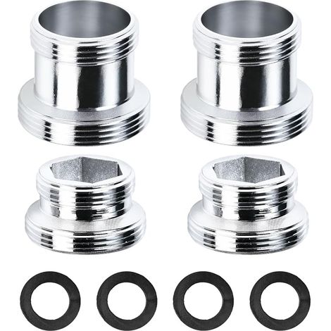 Adaptateur Robinet Cuisine M18 vers M22-2 Standard Et 2 Rallongées, Adaptateur de Robinet en Laiton à Double Filetage, pour Aérateurs de Cuisine, Filtres à Eau, Tuyaux, avec 4 Joints en Caoutchouc (1/5)