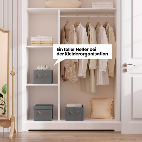 WOLTU 3er Aufbewahrungsbox mit Deckel Faltbare Stoffbox mit Griff 20L Aufbewahrungswürfel Ordnungsboxen Kisten für Kleidung Bücher Grau 38x20x27 cm (1/5)