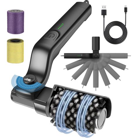 Brosse Électrique sans Fil Rechargeable, Nettoyeur Électrique 180° Rotatif, 3 Vitesses, Indicateur de Batterie, pour Nettoyage Barbecue (1/5)