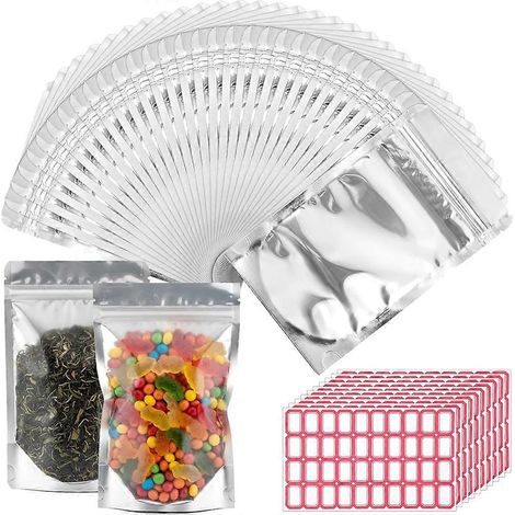 200 pièces 5 X8 hermétique sacs aliments rangement support Up petit Resealable sacs transparent Window bonbons Gifts (1/5)