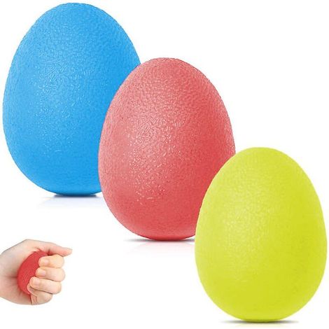 Balle anti-stress pour adultes et enfants, idéale pour la rééducation de la main. Lot de 3 pinces de résistance pour les doigts, bleues (Gra). (1/5)