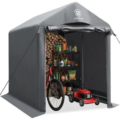 Abri de Jardin 120x180x165cm, Garage Extérieur 3000MM Imperméable avec 2 Ouvertures de Ventilation, Remise à Vélos Abri de Stockage Polyvalent, Gris (1/5)