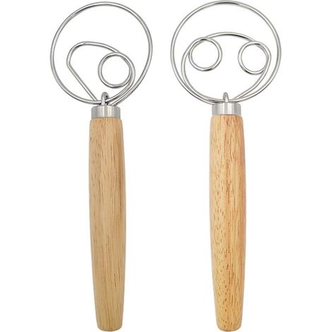 Batteur mélangeur à Farine avec Manche en Bois, Acier Inoxydable 430, Manche Court, Simple, Double, Boucle, 25 cm, Outil de Cuisine (1/5)