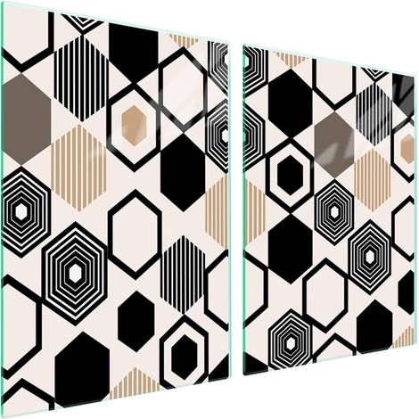 Plaque de protection en verre pour poêle, motif 2x45x52 (1/5)