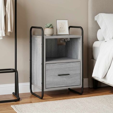 vidaXL Hanging Bedside Cabinet Grey Sonoma 40 x 30 x 60 cm (1/5)